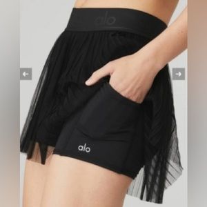 Nwot Alo mesh flirty black tennis skirt skort xs